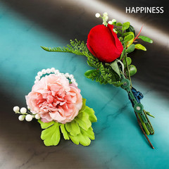 30 Pairs Floral Boutonniere Magnets and 8 Pcs Elastic Pearl Wrist Bands Corsage