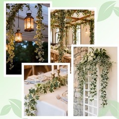 pcs Artificial Ivy Artificial Vines Artificial Plants 71 Inch 2 Green and White