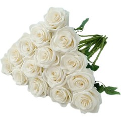 Simulation white silk cloth rose artificial fake flower Tanabata Valentine’s Day