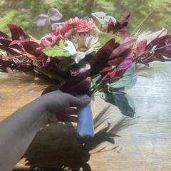 Bridal Wedding Bouquet Hand made Budget Friendly Faux Flowers Gal Orange Red