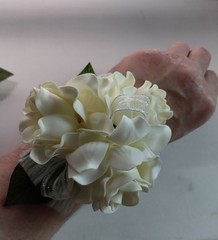 Handmade gardenia wrist corsage and boutonniere Set