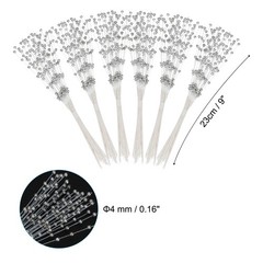 60 Pcs 4mm Pearl String Bouquet Pearl Stick Stems Bouquets Garland Spray, Silver