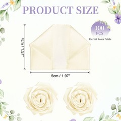 100pcs Eternal Roses Petals Premade Satin Ribbon Flowers Beige