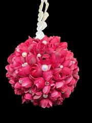 Pink Rosebud Flower Ball Hanging Pomander Kissing Ball Roses Flower Girl NEW