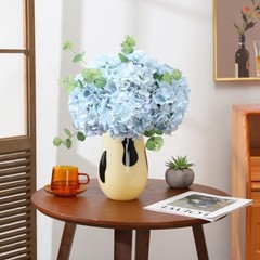 Hydrangea Artificial Flowers -12 pcs Realistic Fake Hydrangeas Silk Light Blue