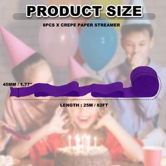 8 Rolls Crepe Paper Streamers 656ft Rainbow Streamers, Dark Purple