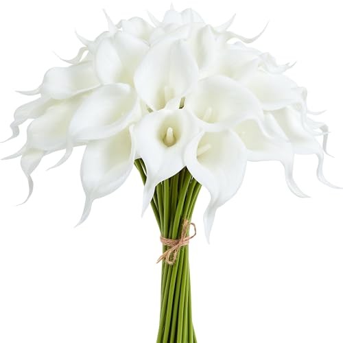 Artificial Calla Lily 12Pcs White Real Touch Faux Flowers for A – Pure White