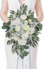 11 Inch Wedding Bouquets Bride Bridesmaid,Fall Cascading Orange Bridal Bouquets
