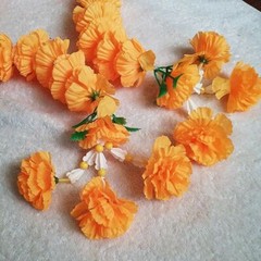 Marigold Flower Artificial Plastic Garland Decoration Wedding Party Event Orange