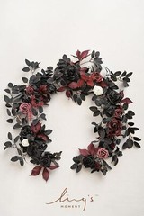 5FT Black Burgundy Artificial Flower Garland Fake Rose Leaves Floral Garland A..