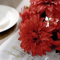 2 DUSTY ROSE 20″ Artificial Dahlia SILK FLOWER BUSHES Wedding Party Decorations