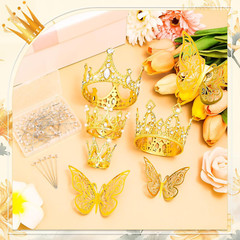 Cridoz Gold Crowns for Flower Bouquets, Flower Bouquet Accessories Including4Pcs