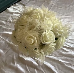 rose and lace flowers large bridal bouquet..you pick colors
