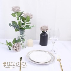 pcs Roses Artificial Flowers Fake Flowers Silk Roses with 16.6L 52Pcs 52 Grey