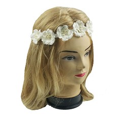 Beige Flowers Elastic Headband Head wrap Bridal Wedding Party Prom Banquet