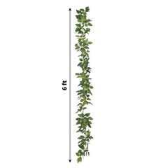 6 ft GREEN Silk Rose LEAVES Garland Artificial Hanging Greenery Vine Events