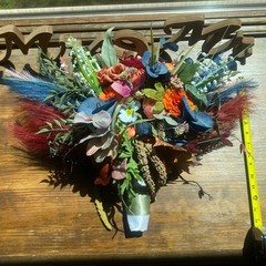 Beautiful Bridal Wedding Bouquet Budget Friendly Faux Flowers Rainbow Handmade