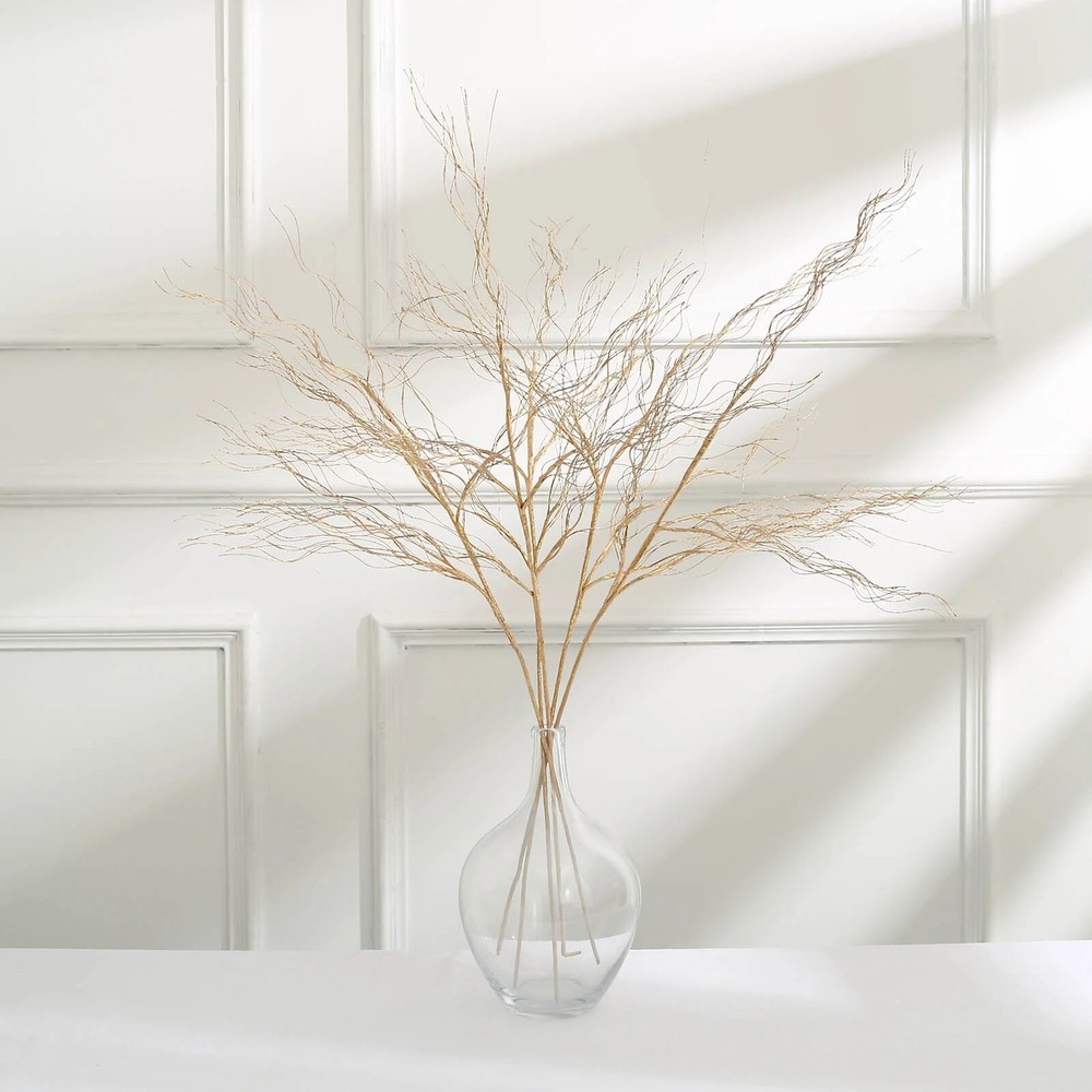 GOLD 4 Metallic 39″ Artificial Long STEM Twigs Bendable Willow Sprays Party Home