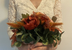 Beautiful Bridal Wedding Bouquet Budget Handmade Faux Flowers Orange Red Yellow
