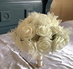 rose and lace flowers large bridal bouquet..you pick colors