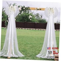 Suncalla 2 Pcs Giant White Wedding Bow Decor with Artificial Flowers Wreath