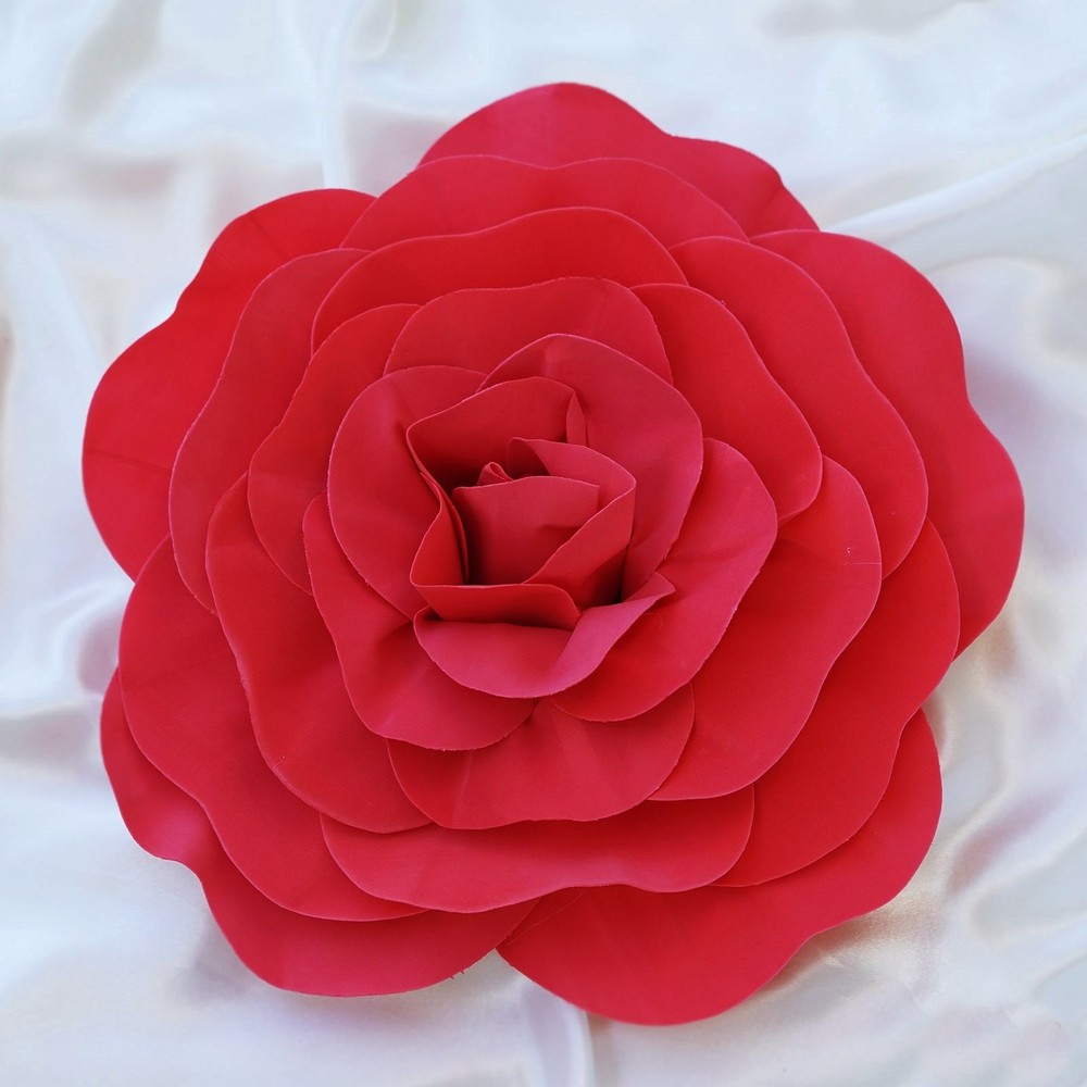 8 pcs 16″ Red Artificial Large Roses Flowers Wall Backdrop Party Wedding