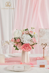 Coralpink Bridesmaid Bouquets Set of 4 – Silk Wedding Flowers Decor