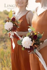 Ling’s Moment Terracotta Bridesmaid Bouquet Set of 6, Burnt Orange Bridal Bou…