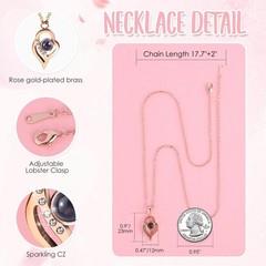 Preserved Eternal Rose With “I Love You” in 100 Languages Necklace