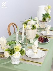 Artificial Flowers Green Rose, Mixed Silk Fake Flowers Combo Cream Cream Green