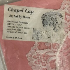 Betta Chapel Cap With Mother Of Pearl Bridal Vintage White Made In USA Ods3