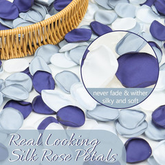 300Pcs Silk Rose Flower Petals Dusty Blue Artificial Flower Petals Fake Rose …
