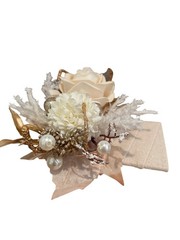 Ling’s Moment Pocket Boutonniere Single Men Groom for Wedding White Beige