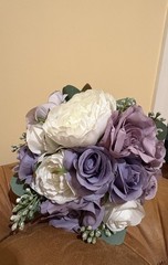 9” Round Bridesmaids Bouquet – Dusty Plum, Lilac & White | Silk Wedding Flowers