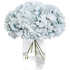 Hydrangea Artificial Flowers -12 pcs Realistic Fake Hydrangeas Silk Light Blue
