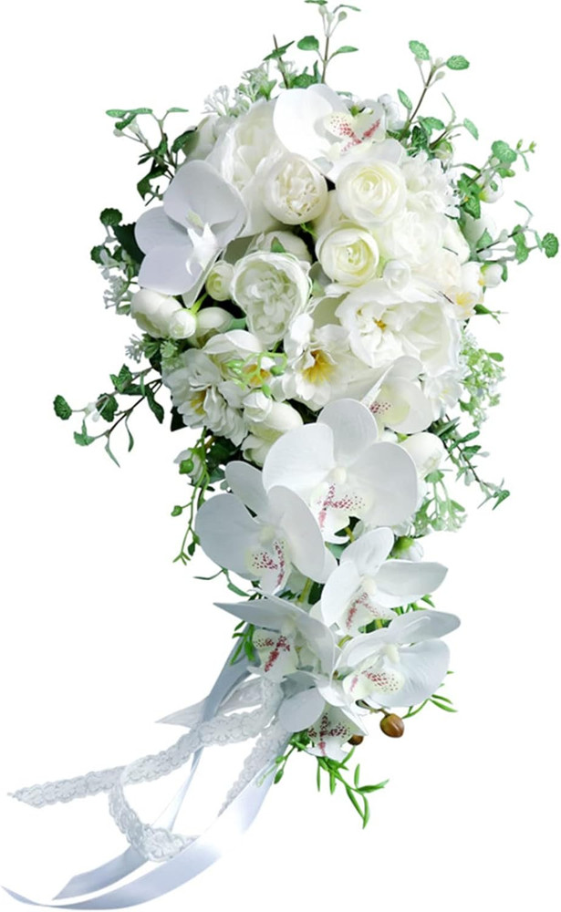 Elegant White Phalaenopsis Bridal Bouquet for Weddings and Anniversaries