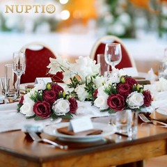 NUPTIO Flower Wedding Centrepieces for Tables – 6 Pcs 9.5in Diameter Burgundy…