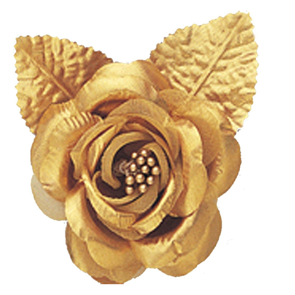 12 silk roses wedding favor flower corsage gold 2.75″