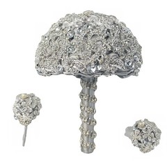 Wedding Bouquet with Silver Luxury Artifical Diamond,Set Including Bouquets, …