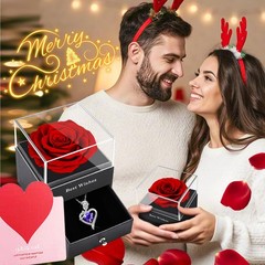 Preserved Rose Box with Crystal 16-32 inches, Purple Necklace
