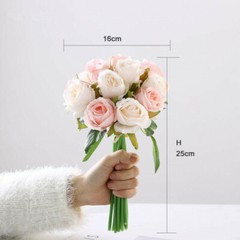 12Heads Rose Flowers Wedding Bouquet Silk Floral Artificial Flowers Home Decor