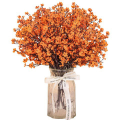 10 In. Orange Artificial Baby Breath Flowers, 10-Piece Real Silk Floral Stems Th