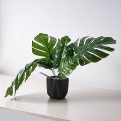 6 BLACK Monstera ARTIFICIAL LEAVES Tropical Greenery Stems Wedding Decorations