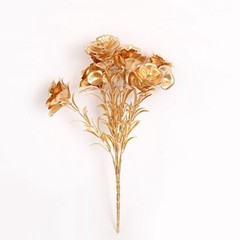 Gold 2 Metallic 17″ Artificial Rose Flower Bouquets Party Events Decorations
