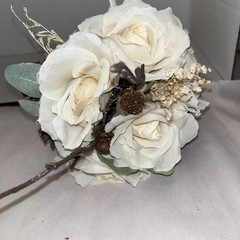 Rustic Cream/ivory Rose Wedding Boutique Set Natural Brown Accents Artificial