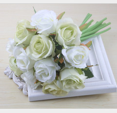 12 Head Fake Rose Artificial Silk Peony Flower Bridal Wedding Bouquet Home Decor