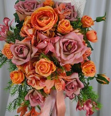 Orchid Rose Garden Faux Silk Cascade Wedding Bouquet