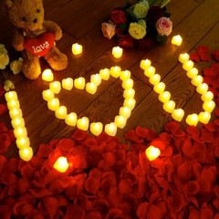 9000 Pieces Artificial Rose Petals with 96 Pieces Romantic Heart Led 9000+96