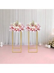 NEW Gold Wedding Flower Stand Sets Of 2, 24 Inch Tall Vase Column Stand Flower