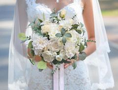 Elegant White Bridal Cascading Bouquet for Boho Rustic Weddings & Anniversaries